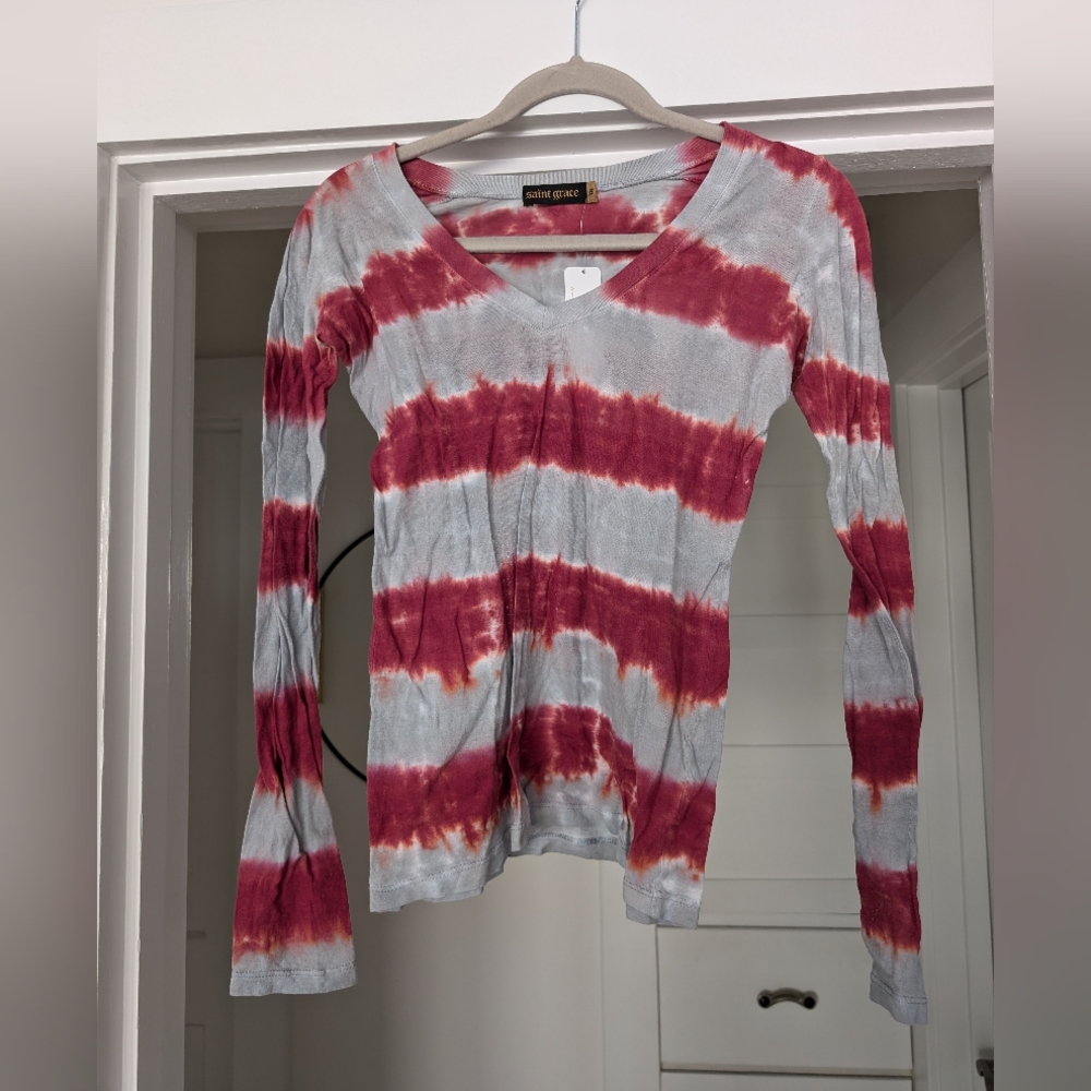 Saint Grace Cotton Tie Dye Long Sleeve Tee Shirt Small